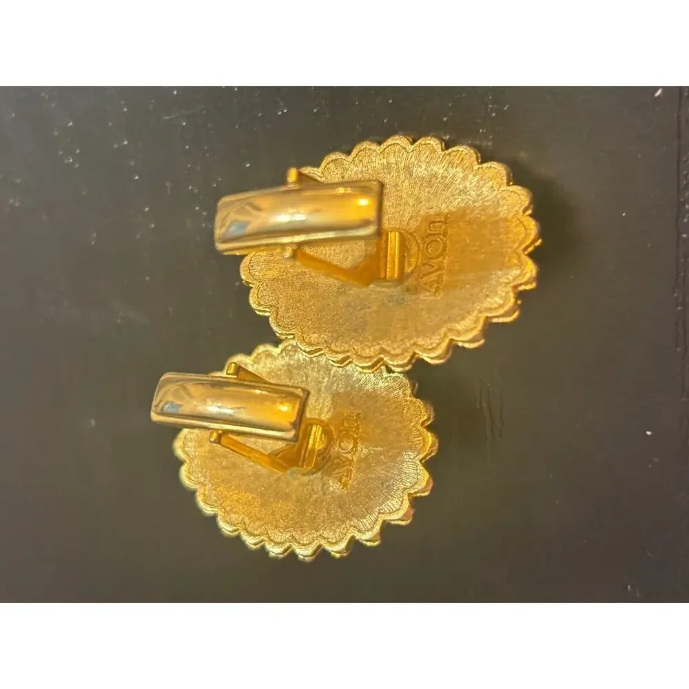 Vintage Avon Red Cabochon Gold Tone Cufflinks